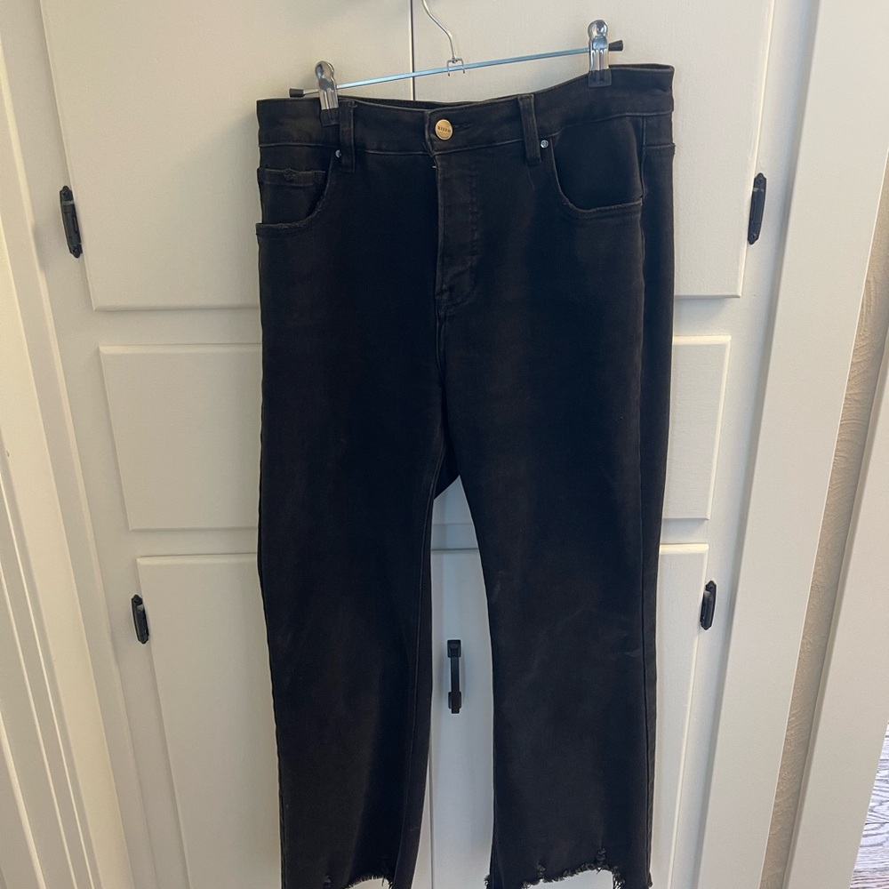 Black Risen Crop Flare Jeans